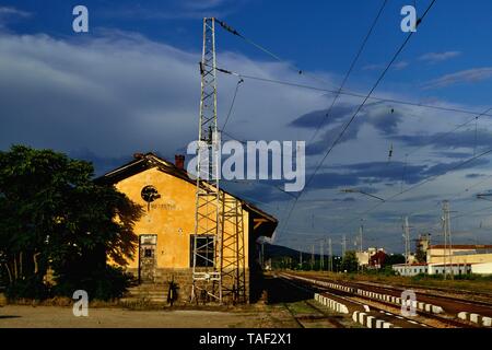 Train station in KAZANLAK. Province of Stara Zagora.BULGARIA                    Stock Photo