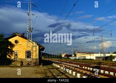 Train station in KAZANLAK. Province of Stara Zagora.BULGARIA                    Stock Photo