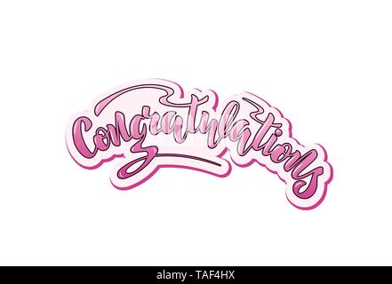 Vector illustration with handwritten phrase - Congratulations. Lettering Stock Vector