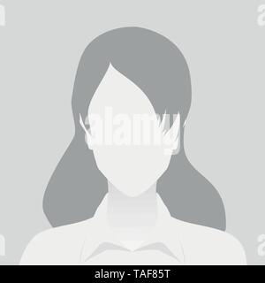 Person gray photo placeholder woman in shirt on gray background Stock Vector