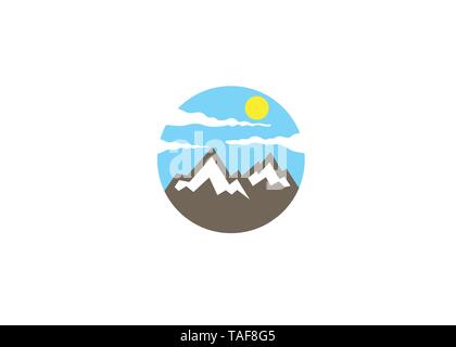 Creative Circle Mountain Logo Vector Design Symbol Icon Illustration Stock Vector