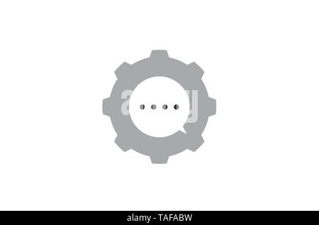 Creative Gear Chat Bubble Logo Design Illustration Stock Vector