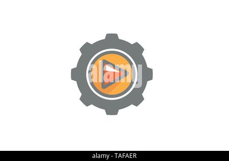 Creative Gear Play Logo Design Illustration Stock Vector