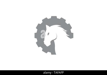 Creative Horse Head Gear Logo Symbol Vector Illustration Stock Vector