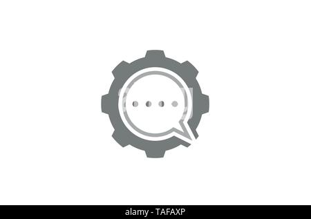 Creative Gear Chat Bubble Logo Design Illustration Stock Vector