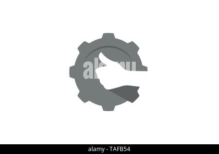 Creative Gear Thumb Hand Logo Design Illustration Stock Vector