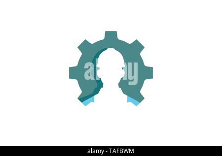 Creative Gear Worker Contractor Logo Vector Design Icon Symbol Illustration Stock Vector