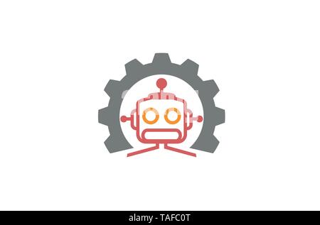 Creative Gear Robot Logo Vector Design Illustration Stock Vector