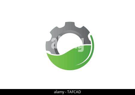 Creative Gear Leaf Agricultural technology Logo Design Illustration Stock Vector