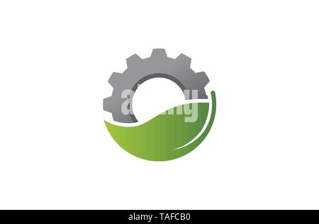 Creative Gear Leaf Agricultural technology Logo Design Illustration Stock Vector