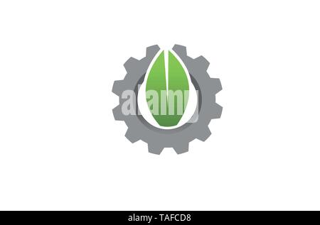 Creative Gear Leaf Agricultural technology Logo Design Illustration Stock Vector