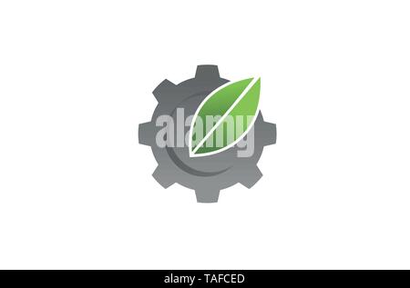Creative Gear Leaf Agricultural technology Logo Design Illustration Stock Vector