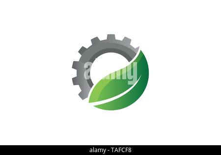 Creative Gear Leaf Agricultural technology Logo Design Illustration Stock Vector
