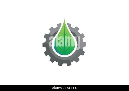 Creative Gear Leaf Agricultural technology Logo Design Illustration Stock Vector