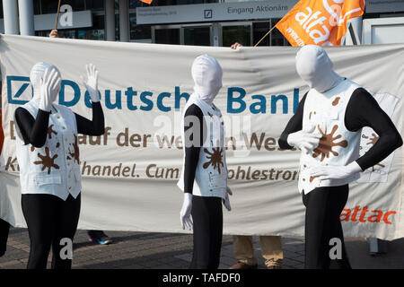 Protest Of The Attac Movement Under The Slogan Deutsche Bank Dirt On The White Vest In General Feature Edge Motif Demonstration In Front Of The Frankfurt Festhalle Versus The Business Of