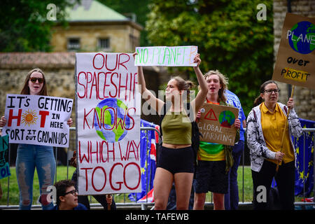 London, UK.  24 May 2019.  Students protest during a climate change strike outside the Houses of Parliament, demanding that governments take immediate action to mitigate the negative impact of climate change.  Credit: Stephen Chung / Alamy Live News Stock Photo