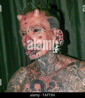 Groningen,Netherlands 25 May 2019 Rolf Buchholz , from Dortmund, Germany special guest at the Ink&Kutz  Tattoo and Live Style, and current Guinness world of record for the most pierced man in the planet. Roplh  has a total of 453 studs and rings all over his body.Paul Quezada-Neiman/Alamy Live News Stock Photo