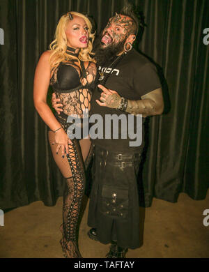 Groningen,Netherlands 25 May 2019 Emilio Gonzalez  a Spanish-Venezuelan piercer and body modification artist who owns Mithos Tattoo in Caracas, Venezuela, Guest at the Ink&Kutz Tattoo and Life style show ,Netherlands with his wife America .Paul Quezada-Neiman/Alamy Live News Stock Photo