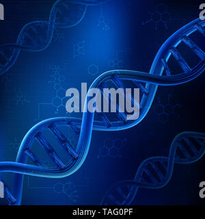 dna vector blue line Blue background Stock Photo
