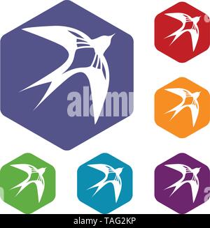 Swallow icons vector hexahedron Stock Vector
