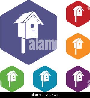 Birdhouse icons vector hexahedron Stock Vector