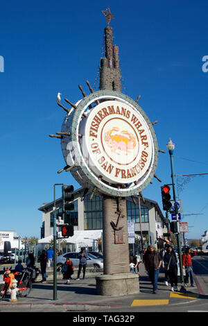 SAN FRANCISCO, CALIFORNIA, UNITED STATES - NOV 11th, 2018: People visit Fisherman's Wharf Stock Photo