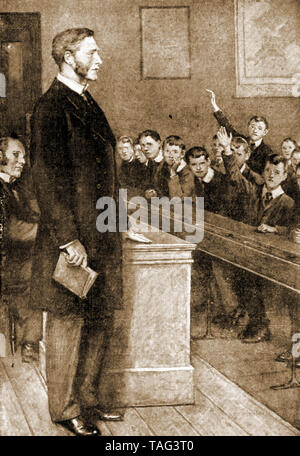 Matthew Arnold ( 1822 –  1888) - English poet and cultural & literary critic. He is seen here carrying out his job as a government schools inspector (initially nonconformist schools) . Stock Photo