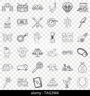Playing icons set, outline style Stock Vector