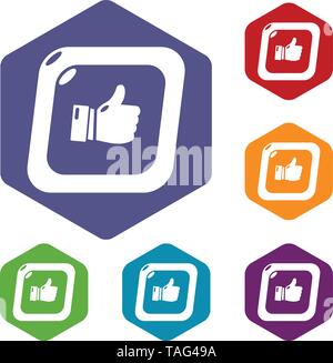 Thumbs up icons vector hexahedron Stock Vector