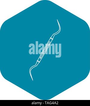 Dental probe icon, outline style Stock Vector