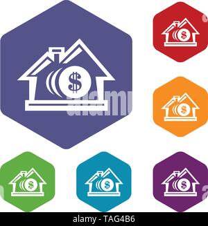 Bank icons vector hexahedron Stock Vector