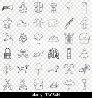 Mushroom icons set, outline style Stock Vector