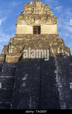 Jaguar Temple Citadel Ancient Mayan Civilization Ruin at Plaza Central in World Famous Tikal National Park in Guatemala, a UNESCO World Heritage Site Stock Photo