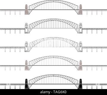 Sydney Harbour Bridge colored and outline only Stock Vector