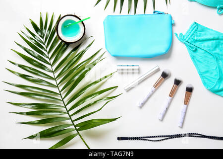 Composition with female items on white background Stock Photo