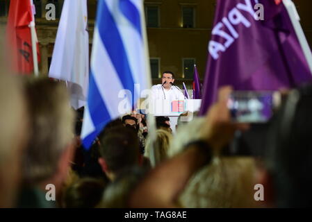 Athens, Greece. 24th May, 2019. Greek Prime Minister and President of Syriza party, during his speech in front of Hellenic Parliament, in Syntagma Square. Credit: Dimitrios Karvountzis/Pacific Press/Alamy Live News Stock Photo