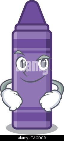 Smirking purple crayon in the cartoon shape Stock Vector