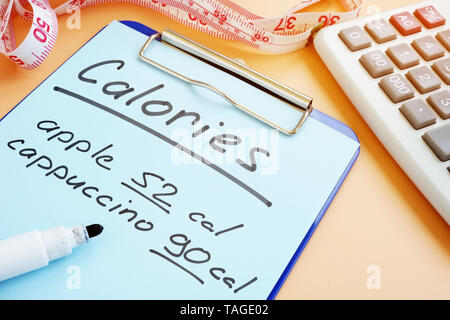 Meal plan and calorie counting for diet. Stock Photo