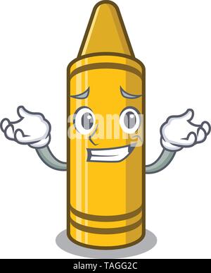Grinning yellow crayon in the cartoon shape Stock Vector