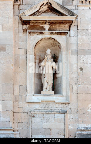 Statue of Saint Blaise on a Dubrovnik cathedral Stock Photo