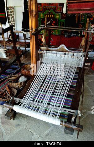 Traditional loom-  Ethnographic complex Damascena Rose in KAZANLAK. Province of Stara Zagora.BULGARIA                    Stock Photo