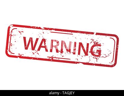 Rectangle red stamp with the word warning on white background Stock Vector
