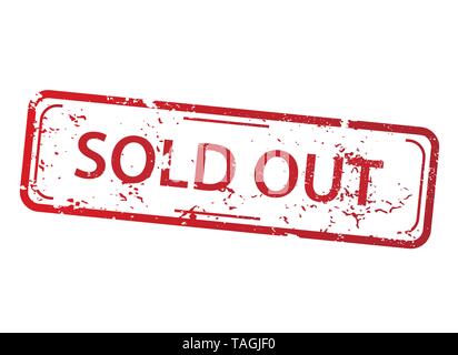 Rectangle red stamp with the words sold out on white background Stock Vector