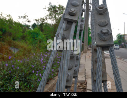 Sling and cable harness used to pull the electric pole to be strong Stock Photo