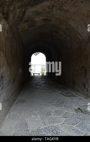 Tunnel into amphitheatre at Pompeii