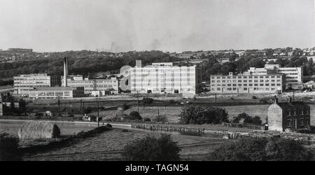 1960s, historical, distance exterior view of the newly built Horsforth Works, a silk mill and bleach factory at Horsforth, Leeds, England, UK. Stock Photo