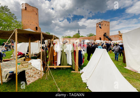 Reenactment of medieval fair on The Castle of Masovian Dukes. Czersk, Mazovian province, Poland. Stock Photo