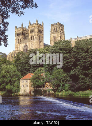 Durham Cathedral above River Wear, Durham, County Durham, England, United Kingdom Stock Photo