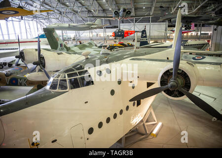 World War Two Short Sunderland flying boat at the Imperial War Museum, Duxford, Cambridgeshire, UK Stock Photo