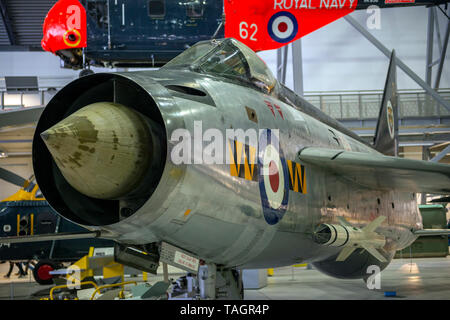 English Electric Lightning jet aircraft at the Imperial War Museum, Duxford, Cambridgeshire, UK Stock Photo